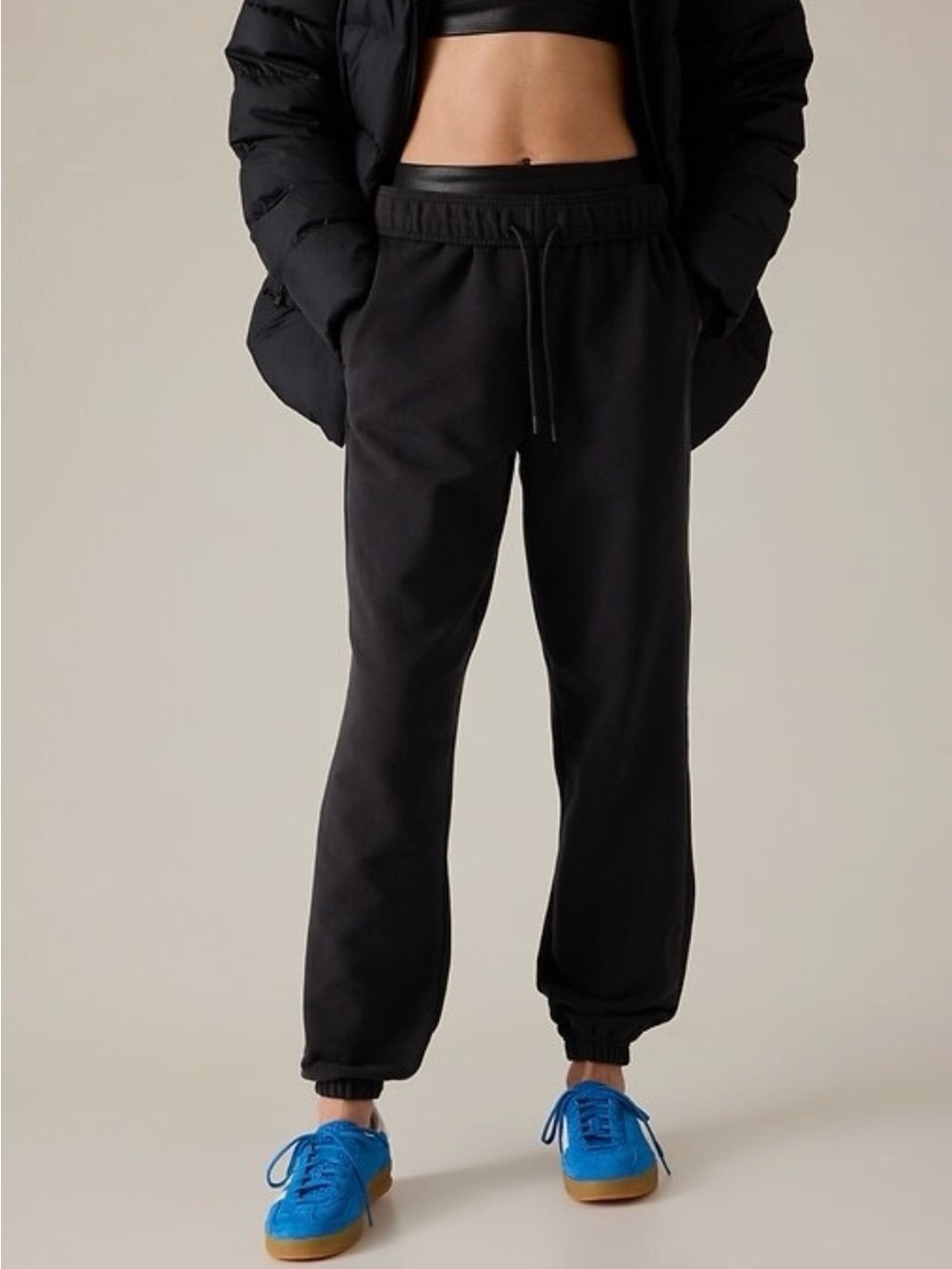 Athleta Forever Fleece High Rise Black Jogger Pants Small